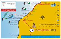 Mapas Map Playas Beach de Piura de Mancora - Cabo Blanco