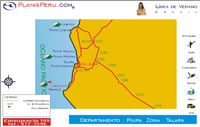 Mapa Map Playas Beach de Piura -Talara